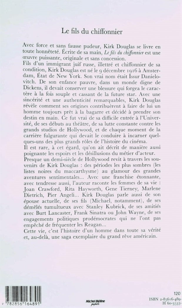 Livre Le fils du chiffonnier : Mémoires - Kirk Douglas (Livre d'occasion) - ISBN 2856164897