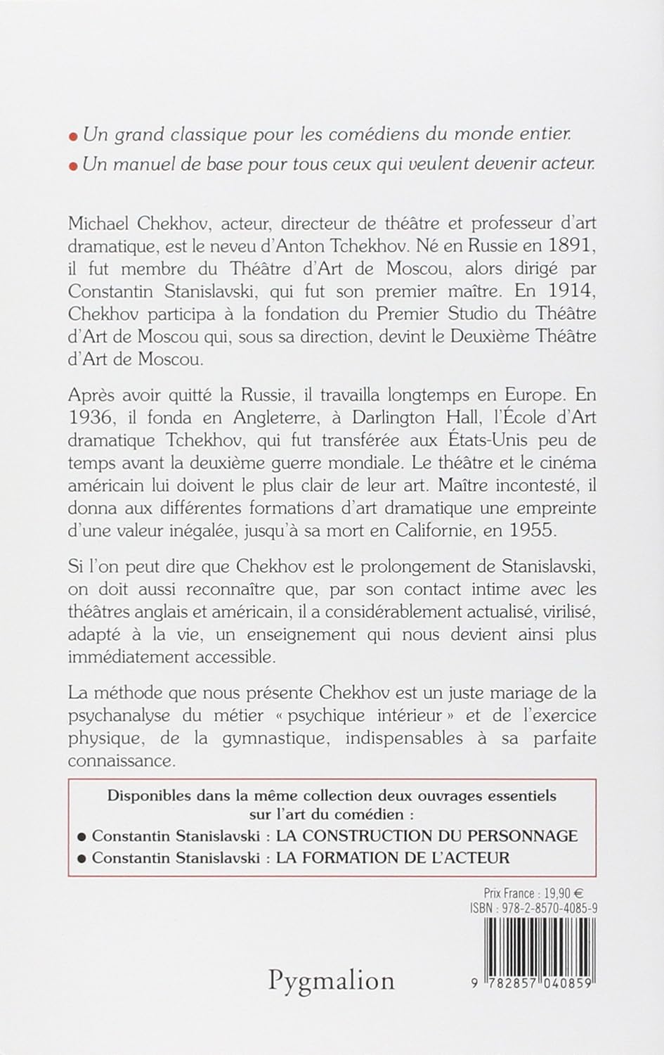 Livre Être acteur : Technique du comédien - Michael Chekhov (Livre d'occasion) - ISBN 2857040857