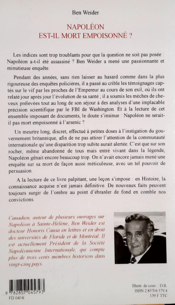 Livre Napoléon est-il mort empoisonné? - Ben Weider (Livre d'occasion) - ISBN 2857045794