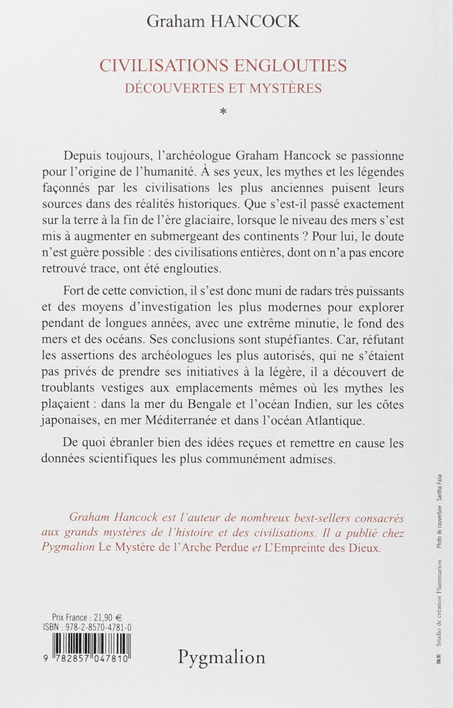 Livre Civilisations englouties - Graham Hancock (Livre d'occasion) - ISBN 2857047819