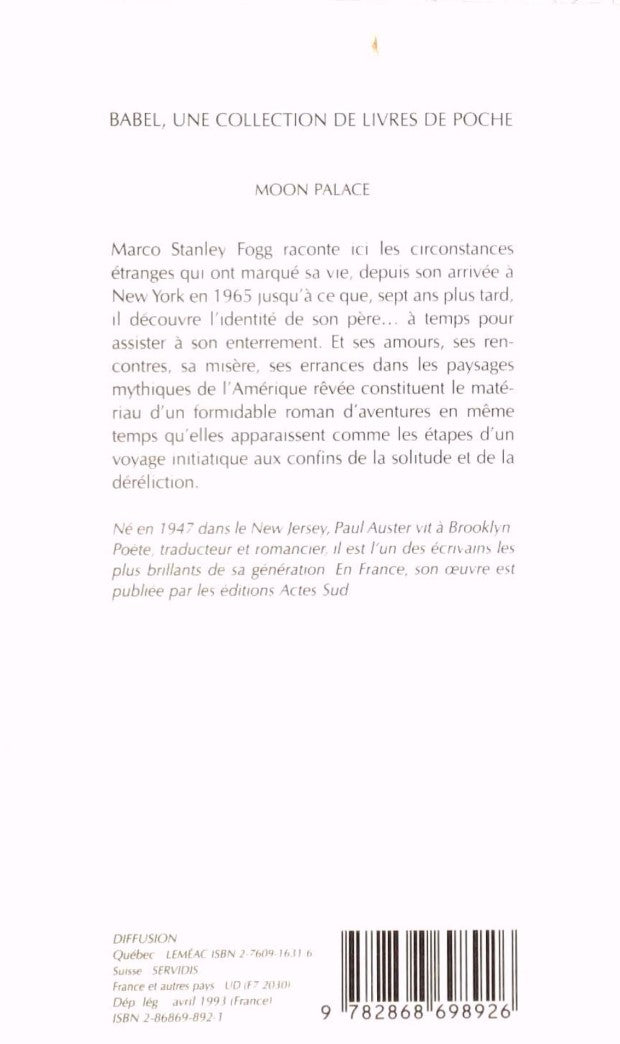 Livre Moon Palace (Paul Auster, Christine Le Boeuf) (Livre d'occasion) - ISBN 2868698921