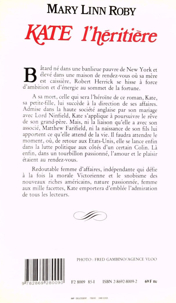Livre Kate l'héritière - Mary Linn Roby (Livre d'occasion) - ISBN 2869280092