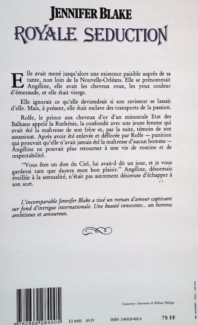 Livre Royale séduction - Jennifer Blake (Livre d'occasion) - ISBN 2869284004
