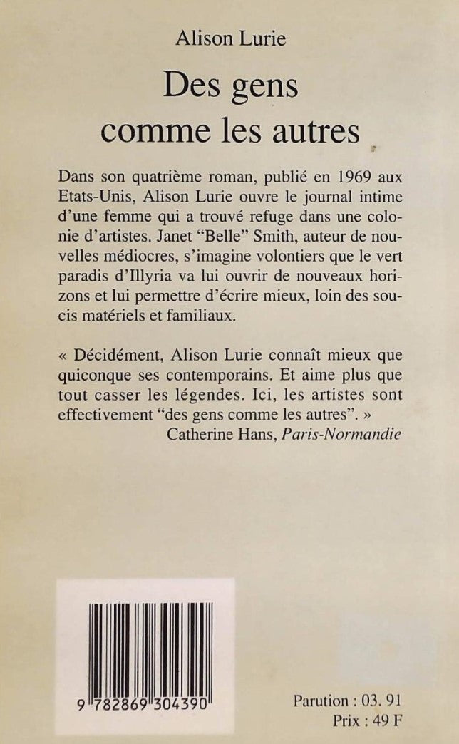 Livre Des amis imaginaires - Alison Lurie (Livre d'occasion) - ISBN 2869304390
