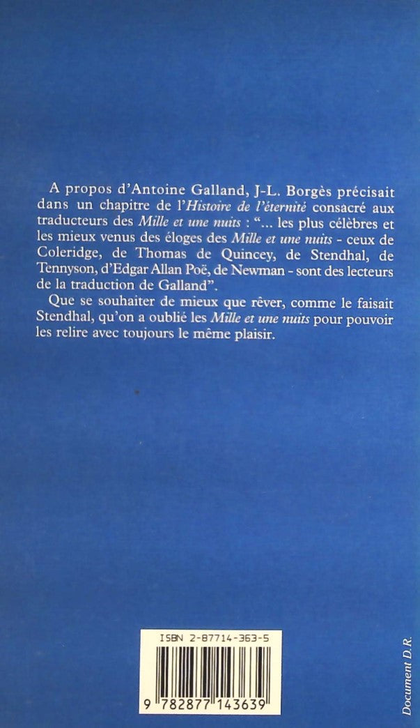 Livre Les Mille et une nuits - Anonyme (Livre d'occasion) - ISBN 2877143635