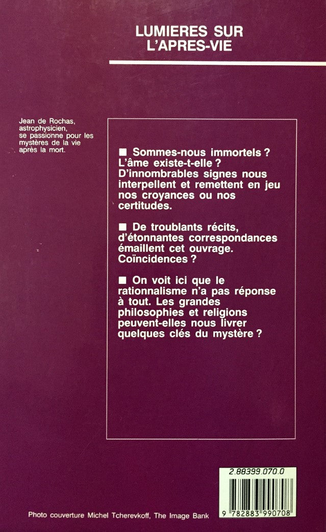 Livre Lumières sur l'après-vie - J. de Rochas (Livre d'occasion) - ISBN 2883990700