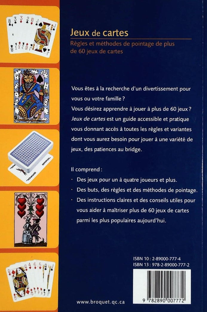 Livre Jeux de cartes: Règles et méthodes de pointage de plus de 60 jeux de cartes - Collectif (Li...