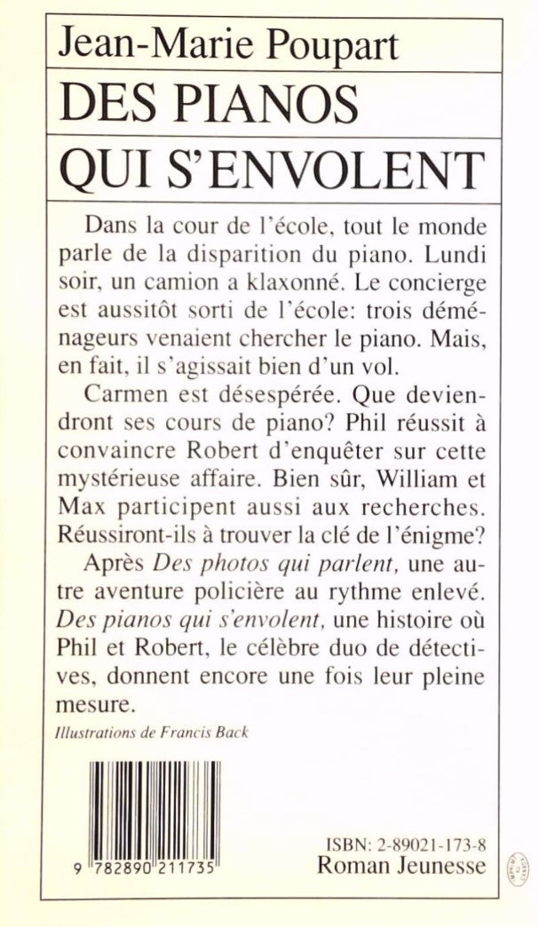 Livre RJ # 37 : Des pianos qui s'envolent (Jean-Marie Poupart) (Livre d'occasion) - ISBN 2890211738