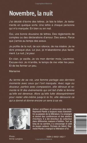 Livre Novembre, la nuit - Raymond Plante (Livre d'occasion) - ISBN 2890218627