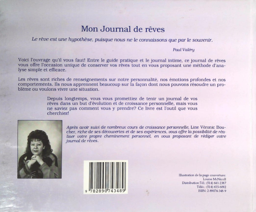 Livre Mon journal de rêves - Line Véronic Boucher (Livre d'occasion) - ISBN 2890743489