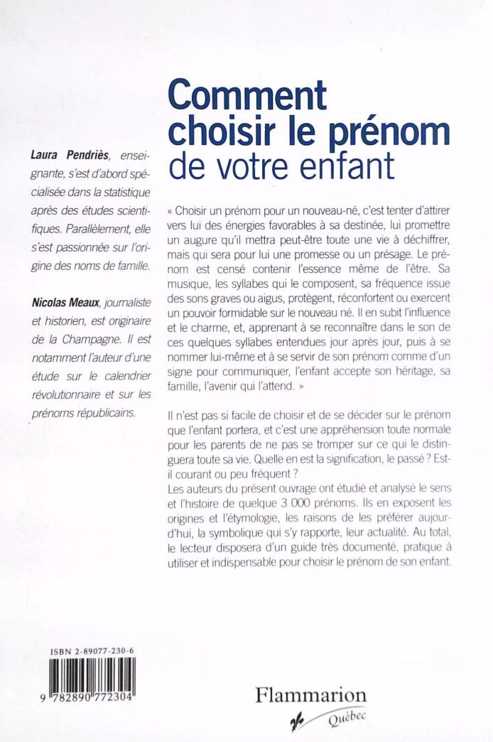 Livre Comment choisir le prénom de votre enfant - Nicolas Meaux (Livre d'occasion) - ISBN 2890772306