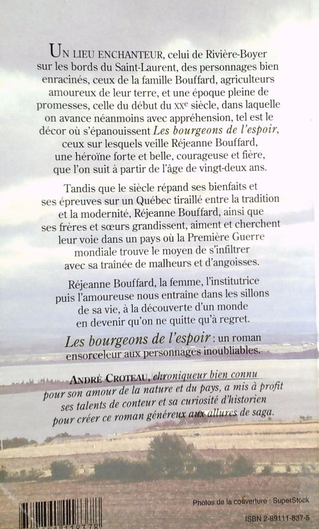 Livre Les bourgeons de l'espoir - André Croteau (Livre d'occasion) - ISBN 2891118375