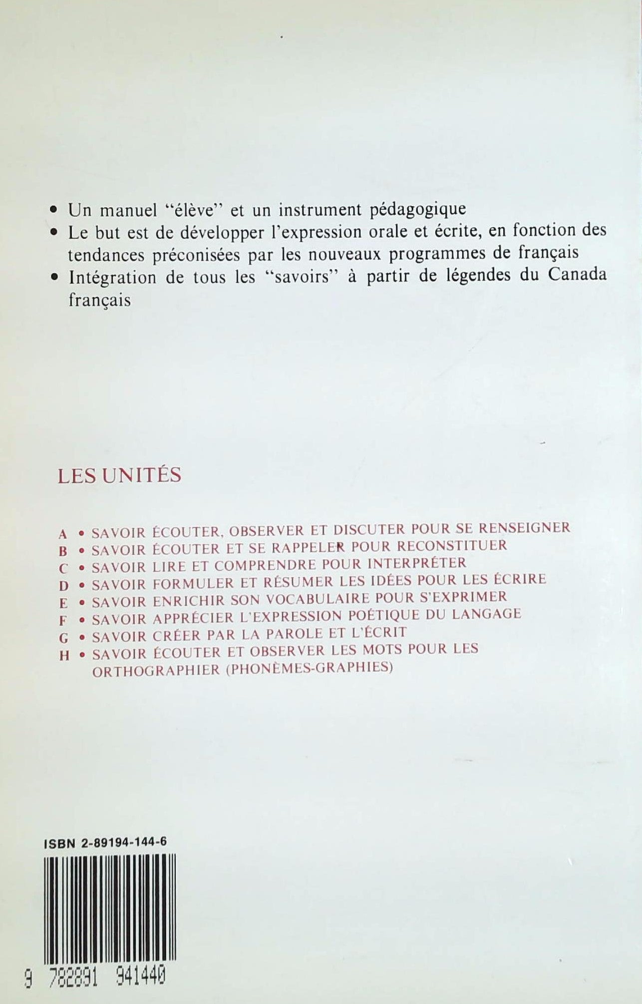 Livre L'art de l'expression orale et écrite - Jacqueline Martin (Livre d'occasion) - ISBN 2891941446