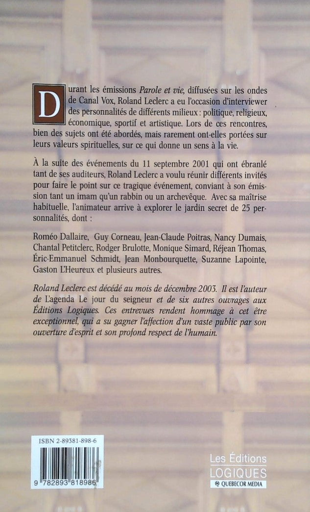 Livre Recontres - Parole de vie - Rolland Leclerc (Livre d'occasion) - ISBN 2893818986
