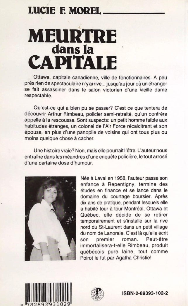 Livre Meurtre dans la capitale - Lucie F. Morel (Livre d'occasion) - ISBN 2893931022