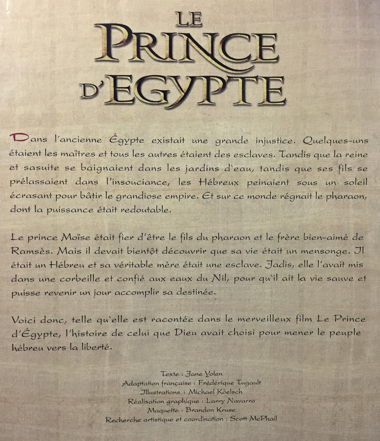 Livre Le prince d'Egypte - Collectif (Livre d'occasion) - ISBN 2893937780