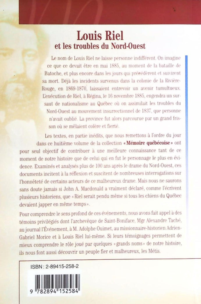 Livre Louis Riel et les troubles du Nord-ouest: De la Rivière-Rouge à Batoche - Mgr Alexandre T...