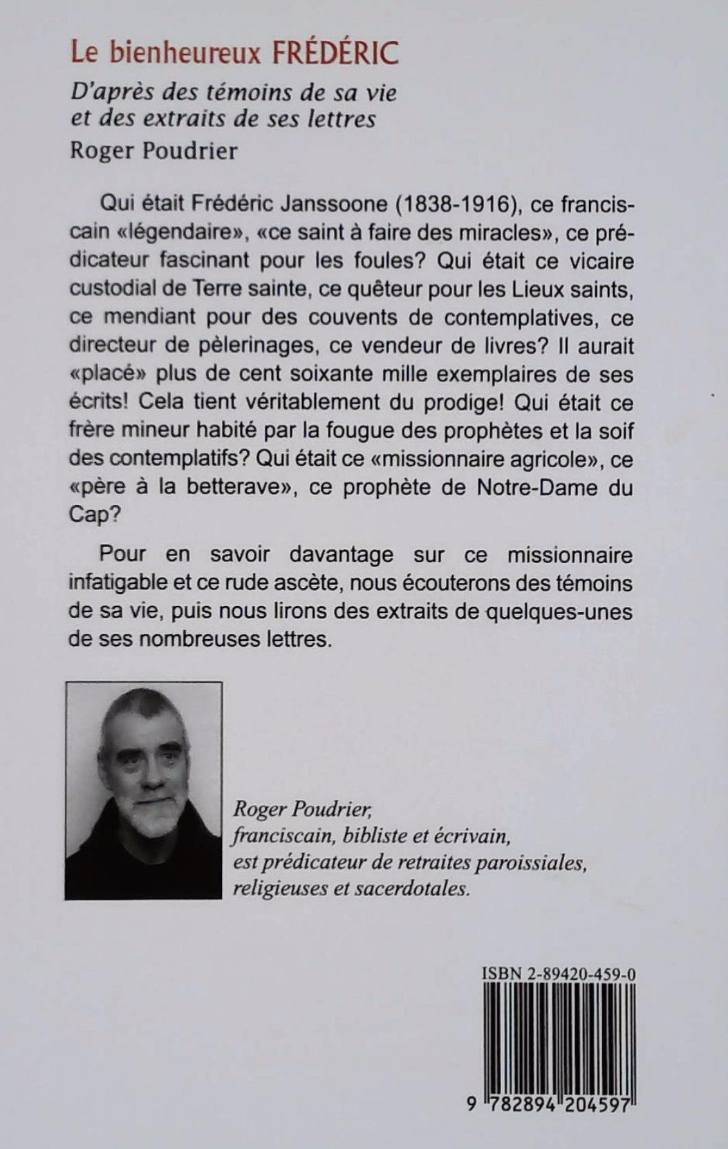 Livre Le bienheureux Frédéric - Roger Poudrier (Livre d'occasion) - ISBN 2894204590