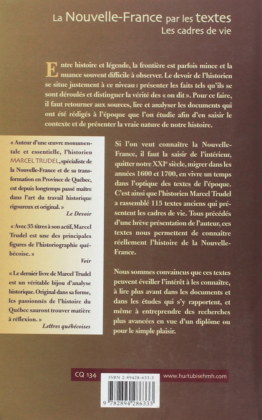 Livre La Nouvelle-France par les textes - Marcel Trudel (Livre d'occasion) - ISBN 2894286333