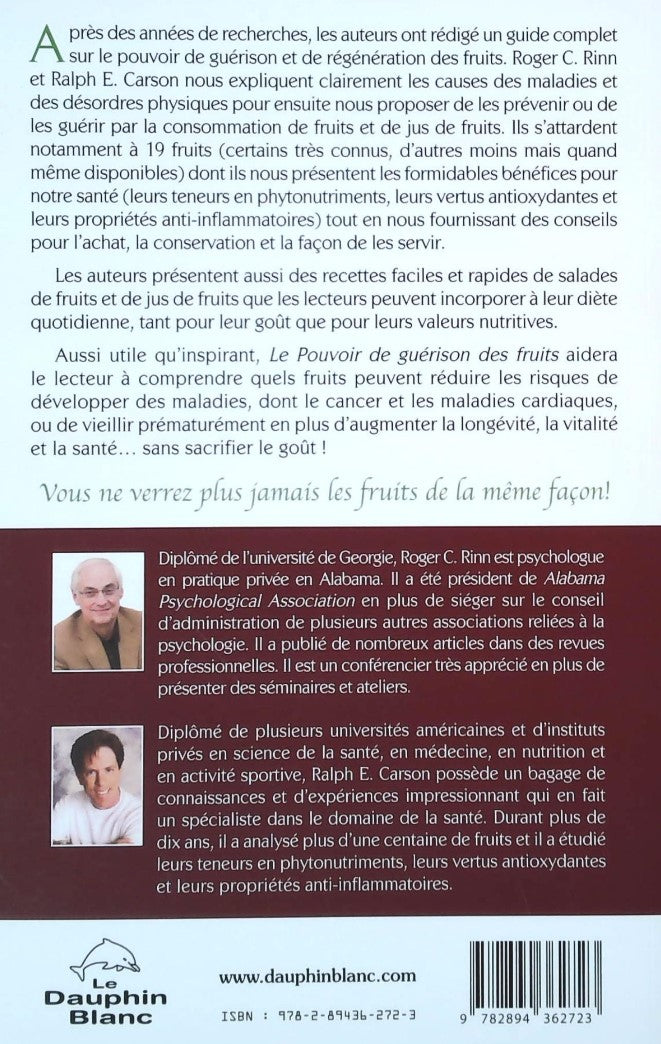 Livre Le pouvoir de guérison des fruits - Roger C. Rinn (Livre neuf) - ISBN 2894362722