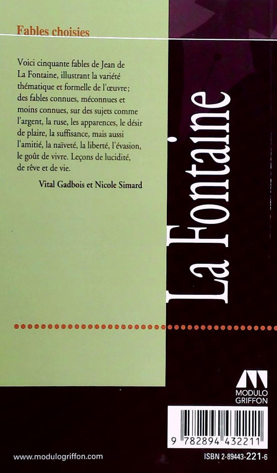 Livre Bibliothèque La Lignée : Fables choisies (Jean de La Fontaine) (Livre d'occasion) - ISBN...