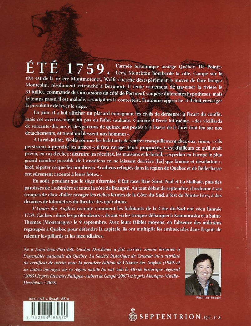 Livre L'année des anglais, la Côte-du-Sud à l'heure de la Conqu^te - Gaston Deschênes (Livre d'oc...
