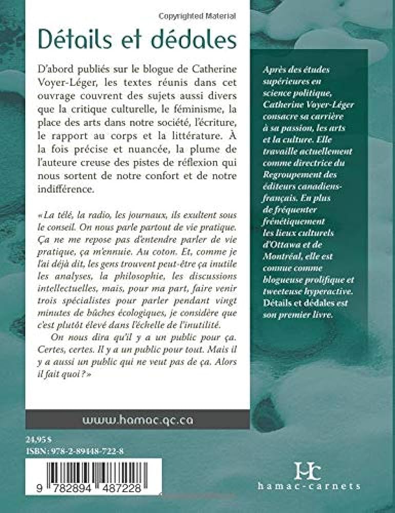 Livre Détails et dédales - Catherine Voyer-Léger (Livre d'occasion) - ISBN 2894487223