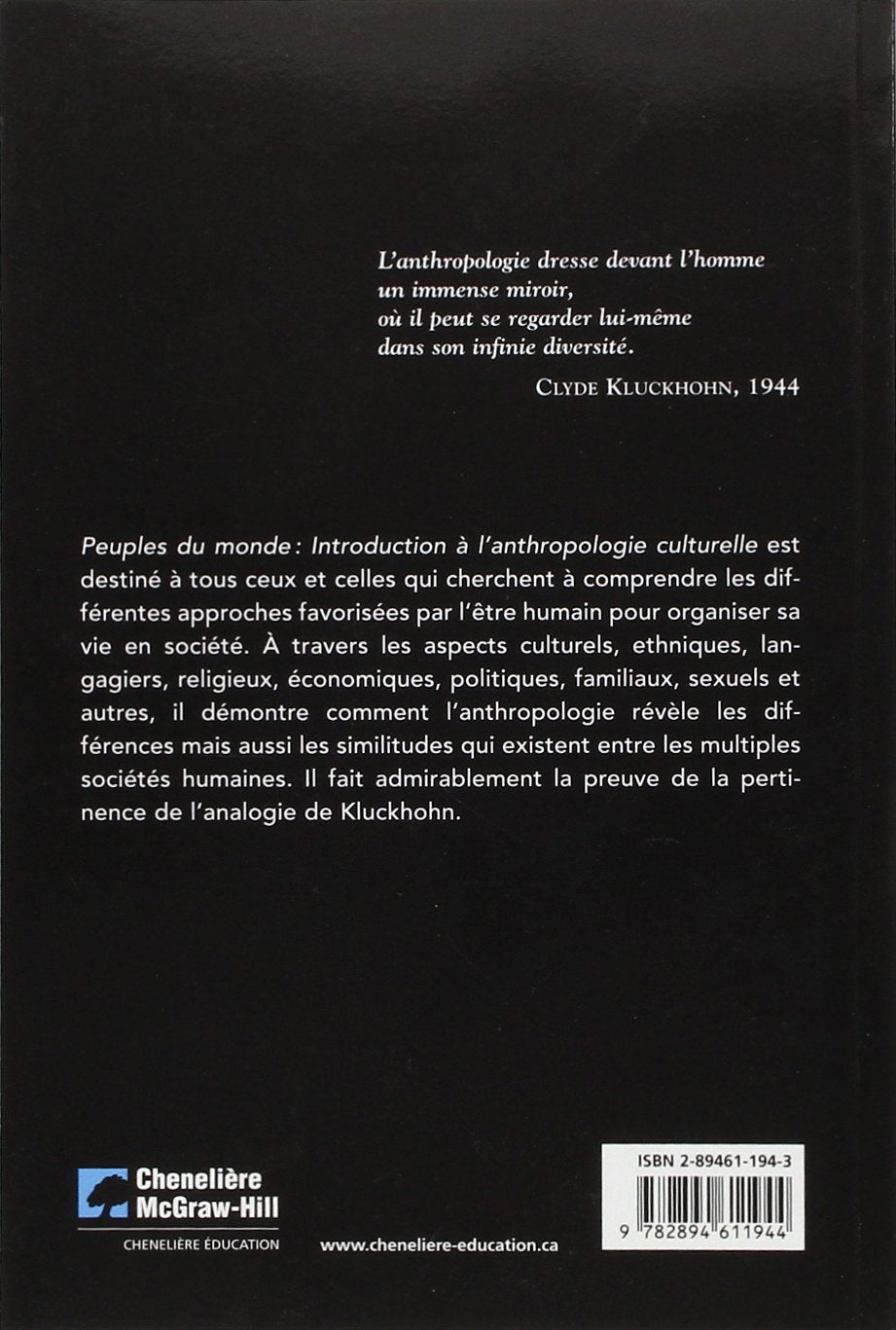 Livre Peuples du monde : Introduction à l'anthropologie cultirelle - Conrad Phillip Kottak (Livre...