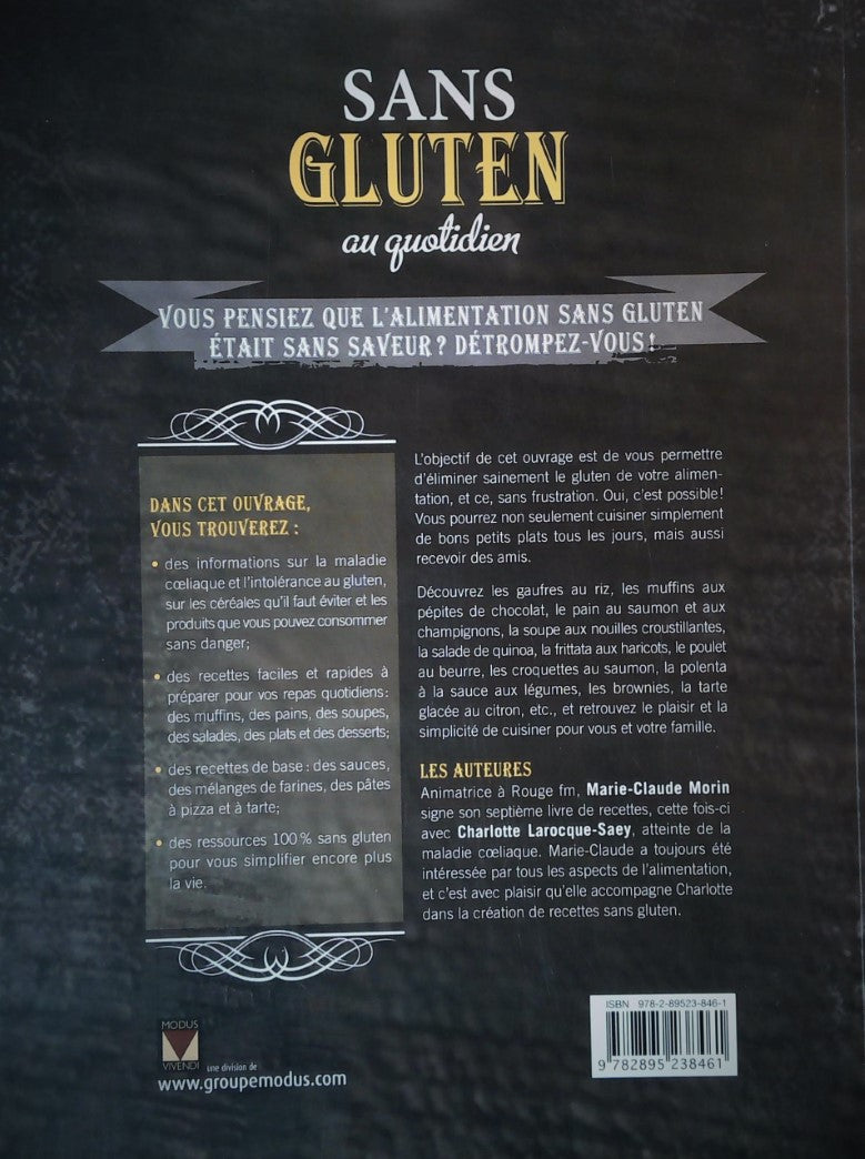Livre Sans gluten au quotidien - Marie-Claude Morin (Livre d'occasion) - ISBN 2895238464