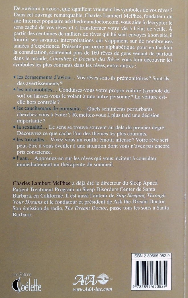 Livre Consultez le Docteur des rêves - Charles Lambert McPhee (Livre d'occasion) - ISBN 2895650829
