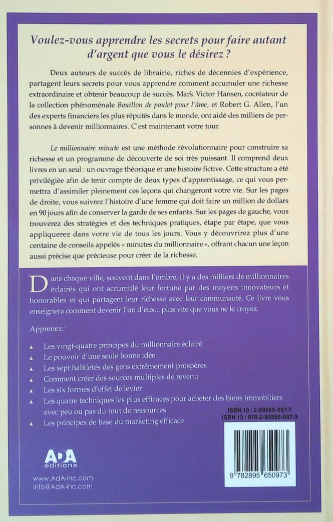 Livre Le millionnaire minute: La voie éclairée vers la richesse (Mark Victor Hansen, Robert G....