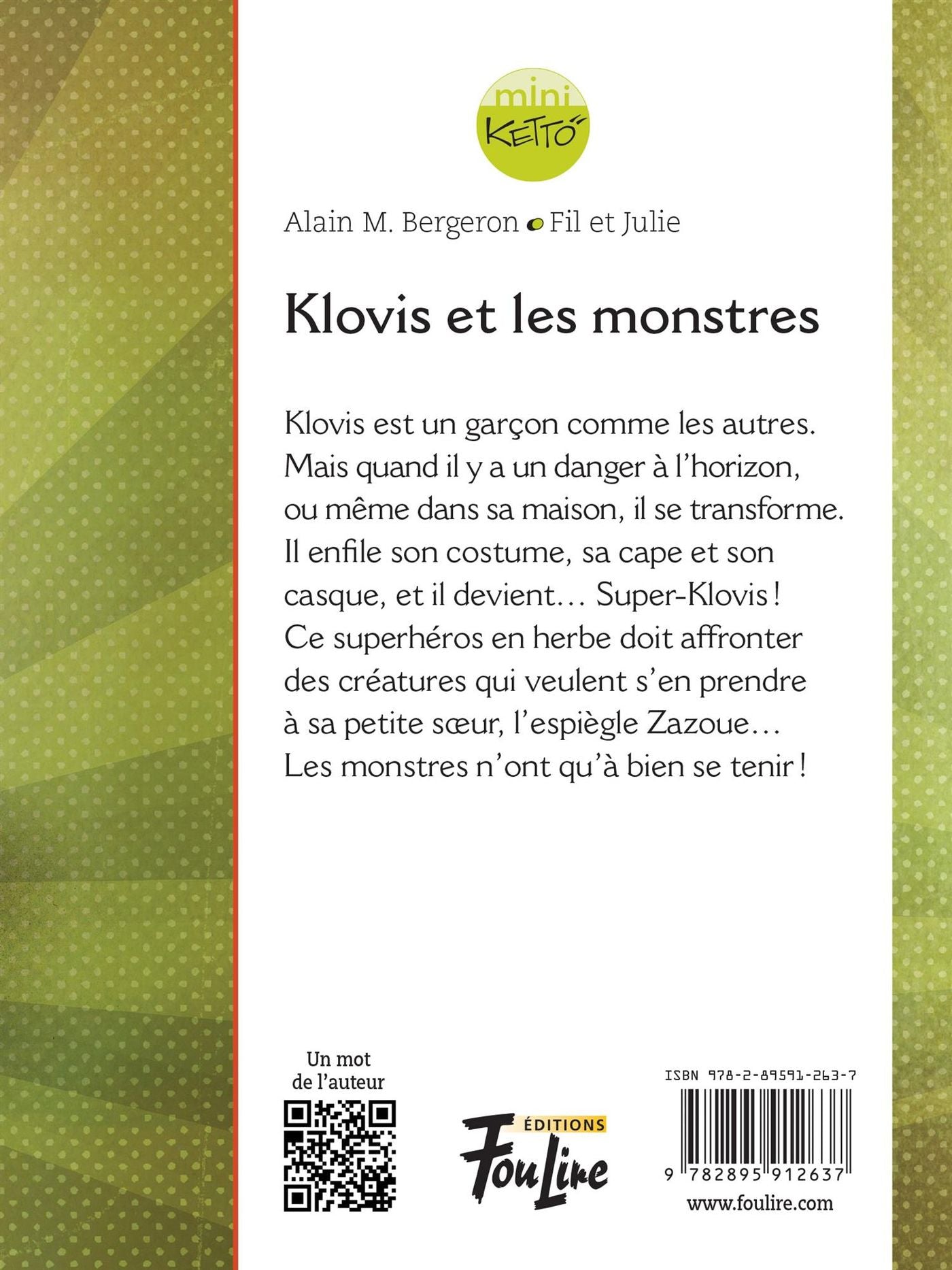 Livre Klovis et les monstres - Alain M. Bergeron (Livre d'occasion) - ISBN 2895912637