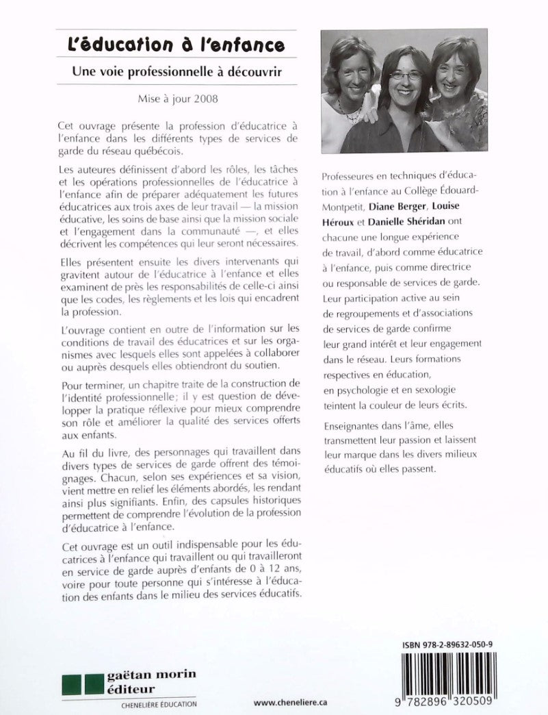 Livre L'éducation à l'enfance : Une voie professionnelle à découvrir - Diane Berger (Livre d'occa...