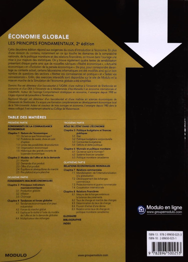 Livre Économie globale, principes fondamentaux (2e édition) - Dominic Roy (Livre d'occasion) - IS...