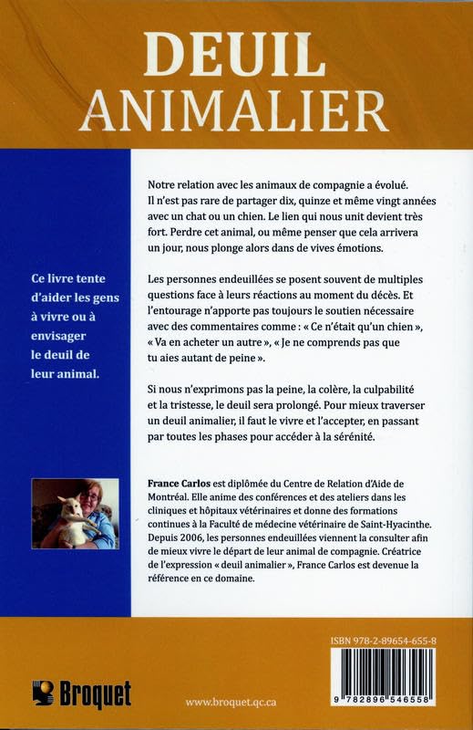 Livre Deuil animalier - France Carlos (Livre neuf) - ISBN 2896546553
