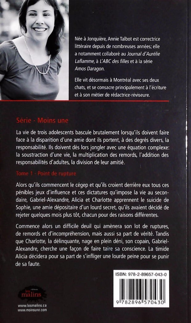 Livre Moins une # 1 : Point de rupture (Annie Talbot) (Livre d'occasion) - ISBN 2896570438