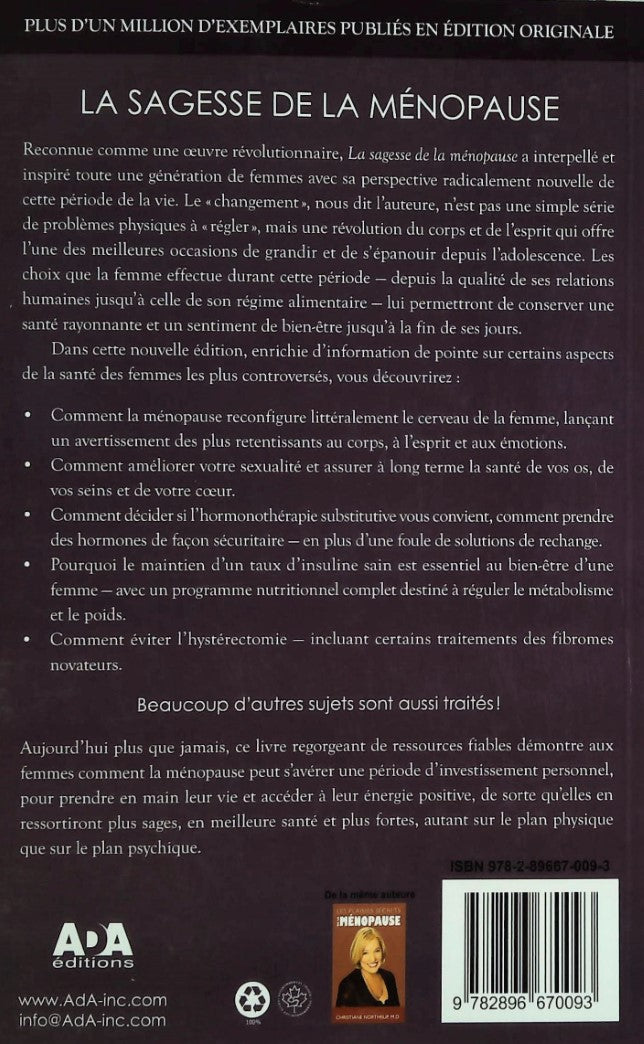 Livre La sagesse de la ménopause (Chrustiane Nortrup) (Livre d'occasion) - ISBN 2896670092