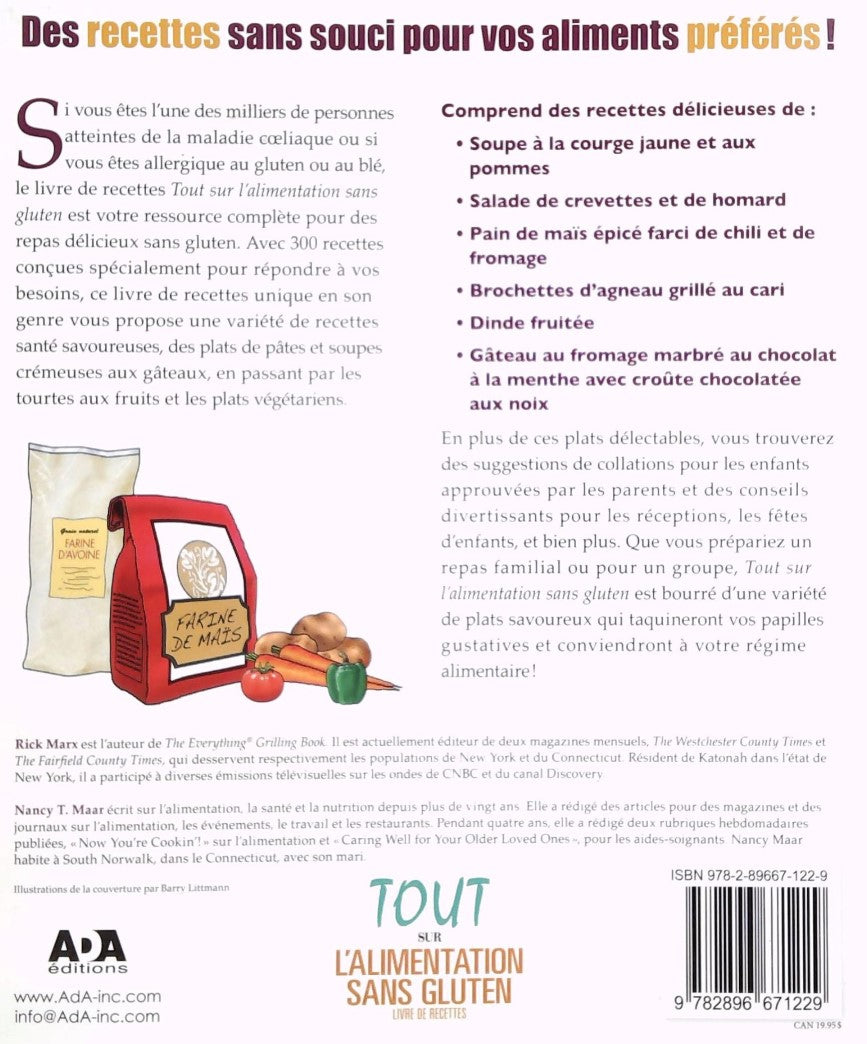 Livre Tout sur l'alimentation sans gluten (Nancy T. Maar, Rick Mark) (Livre neuf) - ISBN 2896671226