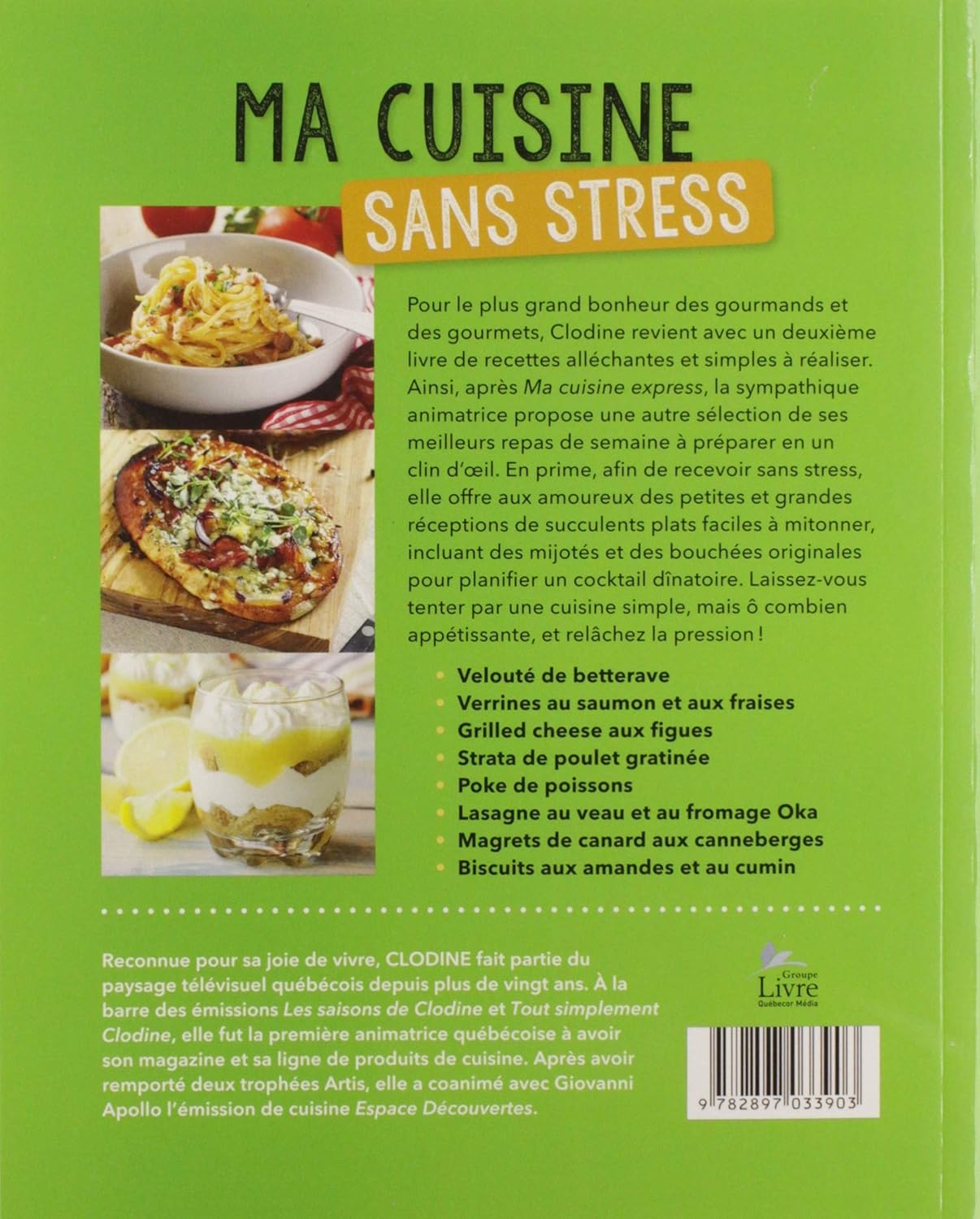 Livre Ma cuisine sans stress - Clodine Desrochers (Livre neuf) - ISBN 2897033908