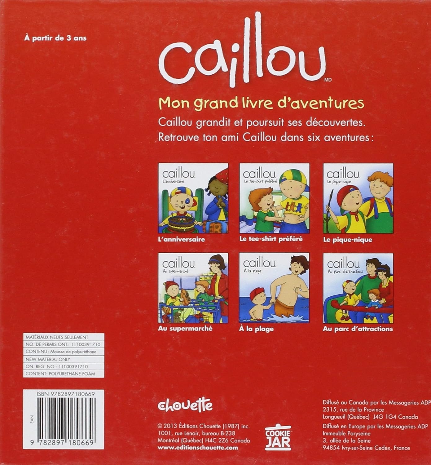 Caillou : Mon grand livre d'aventures : 6 histoires amusantes