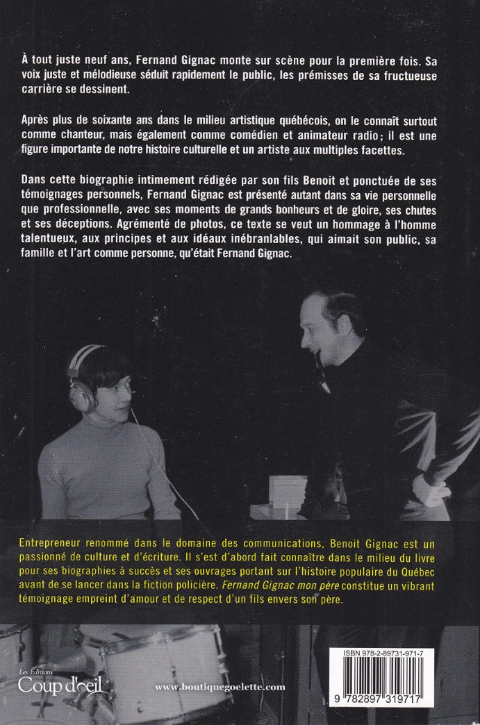 Livre Fernand Gignac : Mon père (Benoit Gignac) (Livre d'occasion) - ISBN 2897319712