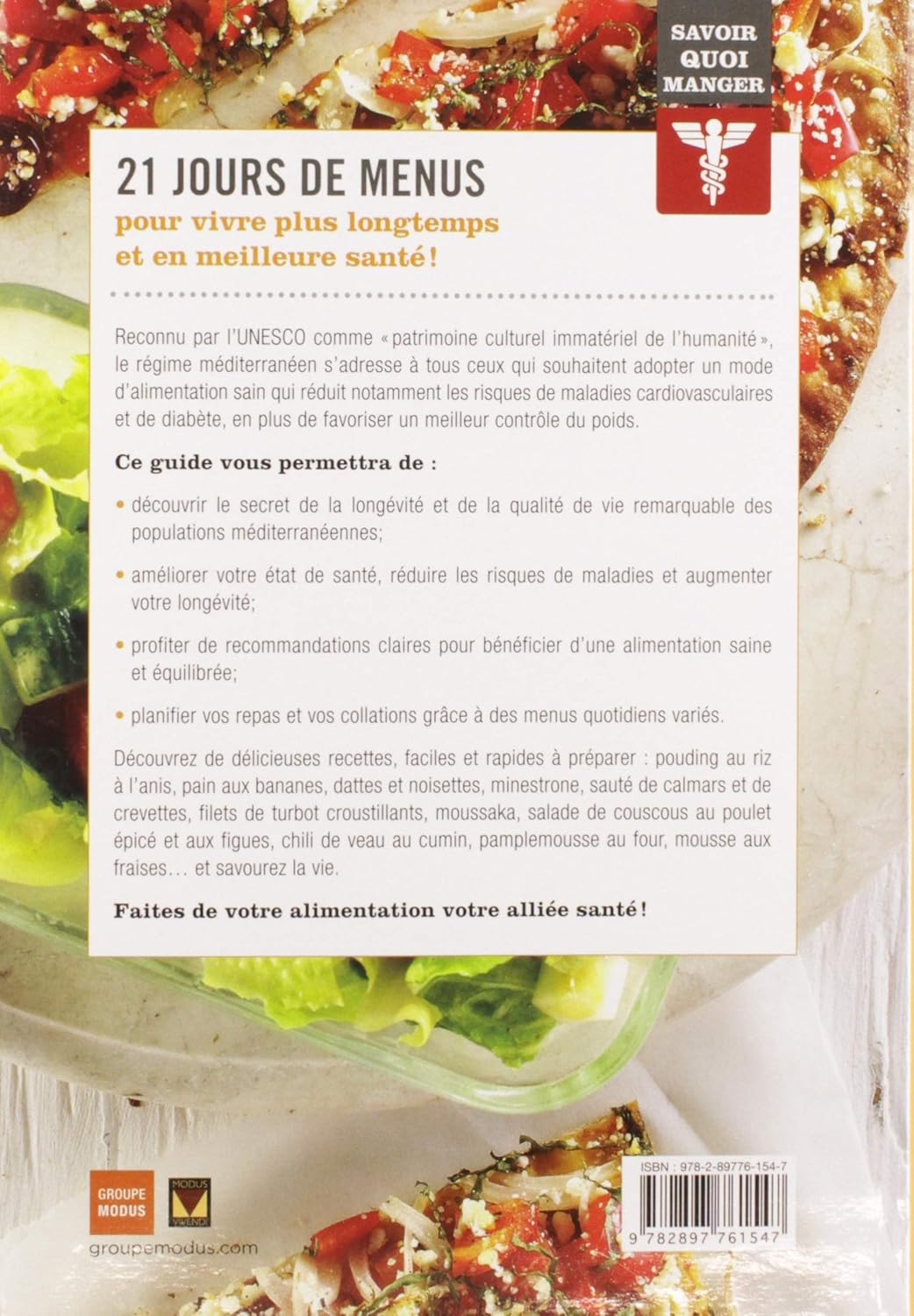 Savoir quoi manger : Régime méditérrannéen : 21 jours de menus (Nathalie Verret)