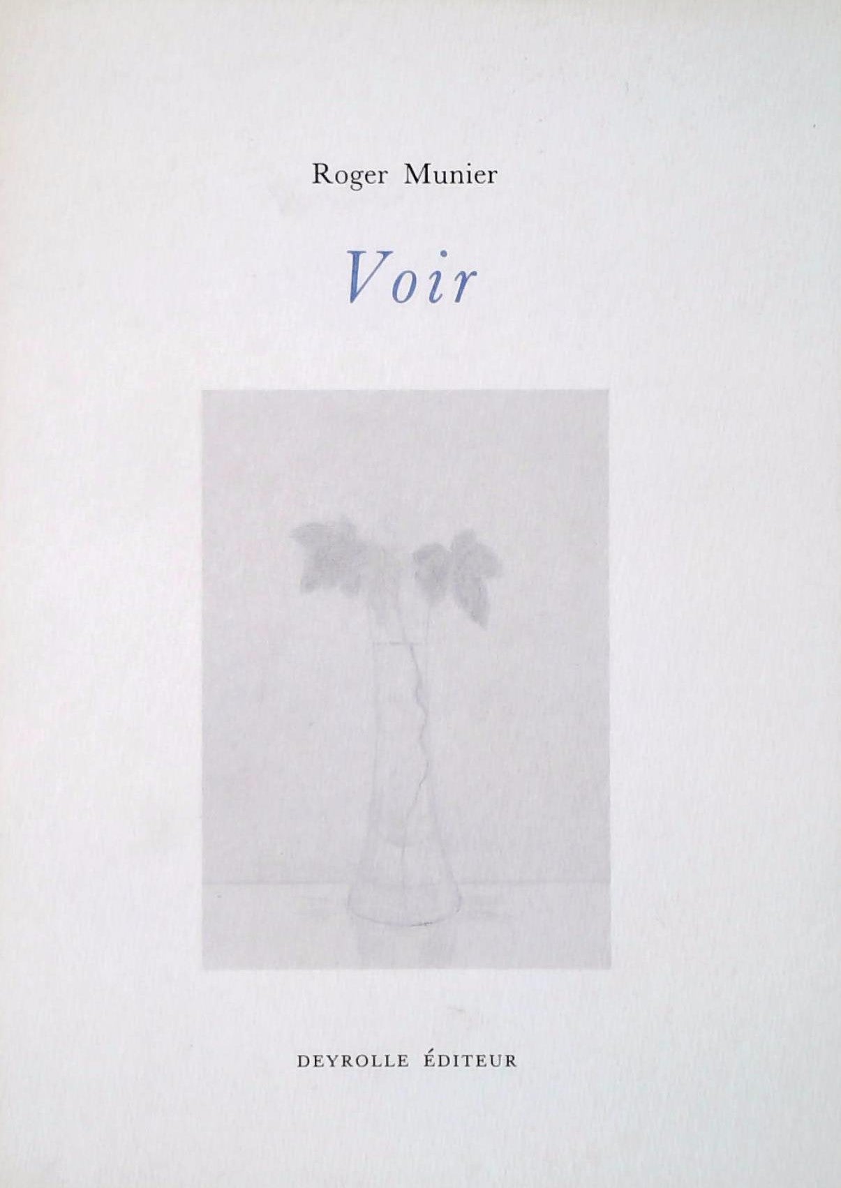 Livre Voir - Roger Munier (Livre d'occasion) - ISBN 2908487268