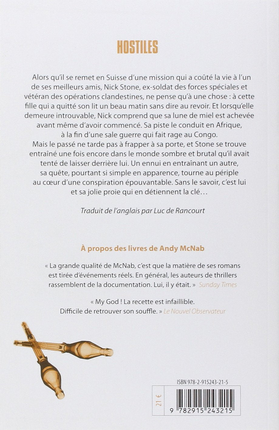 Livre Hostiles - Andy McNab (Livre d'occasion) - ISBN 2915243212