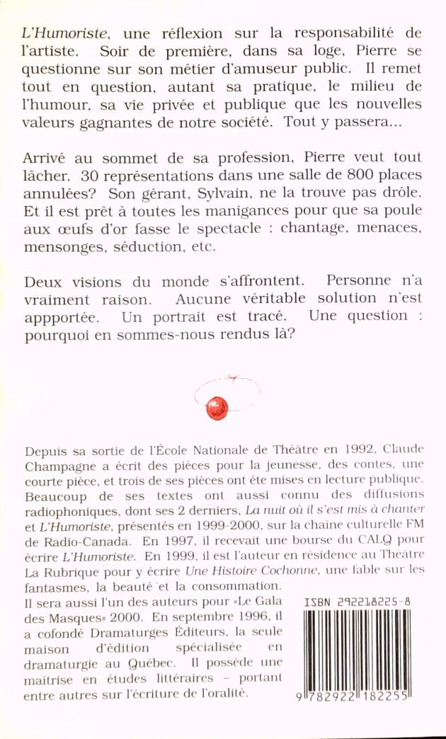 Livre L'humoriste - Claude Champagne (Livre d'occasion) - ISBN 2922182258