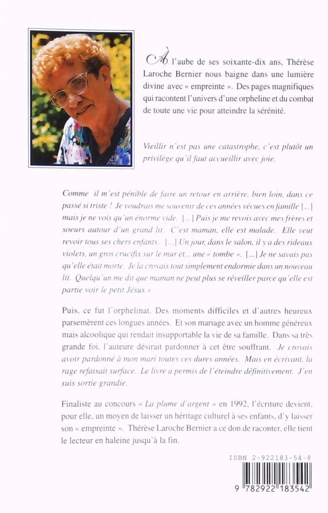 Livre Empreinte - Thérèse Laroche Bernier (Livre d'occasion) - ISBN 2922183548
