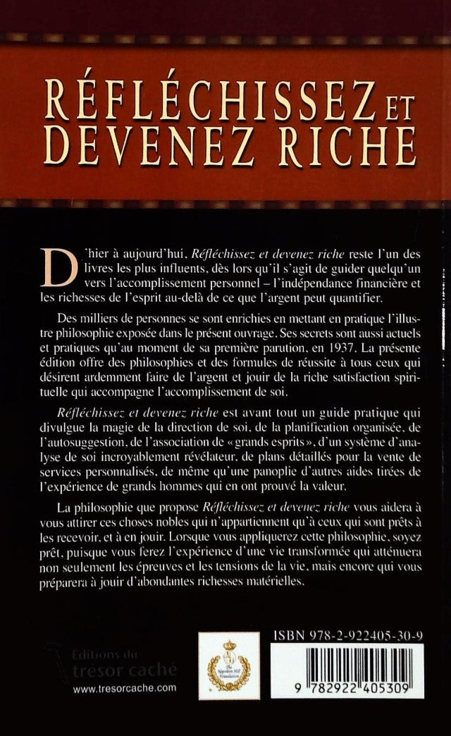 Livre Réfléchissez et devenez riche - Napoleon Hill (Livre d'occasion) - ISBN 2922405303