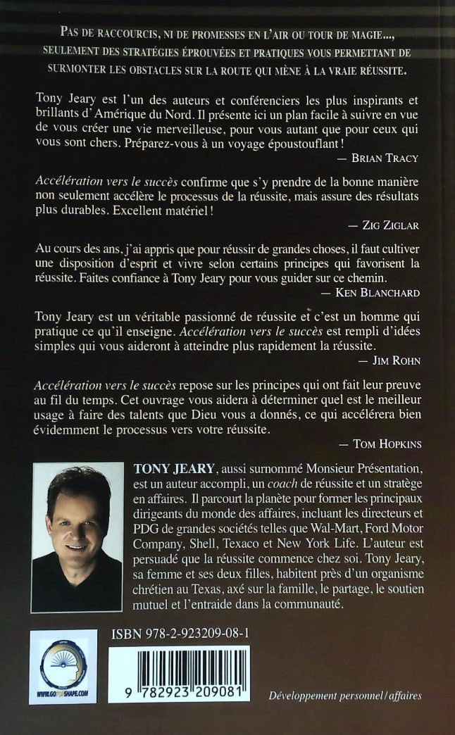 Livre Accélération vers le succès (Tony Jeary) (Livre neuf) - ISBN 2923209087