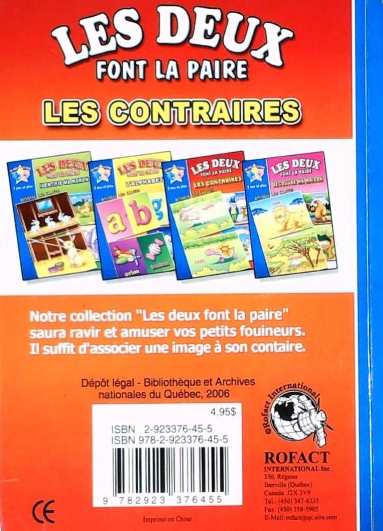 Livre Les deux font la paire : Les contraires - Collectif (Livre d'occasion) - ISBN 2923376455