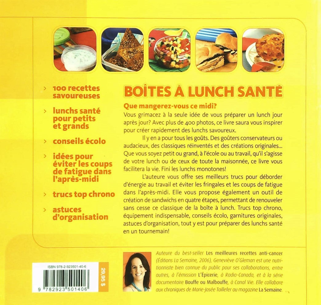 Livre Boites à Lunch Santé : 100 Recettes faciles, savoureuses, économiques - Genevièvre O'Gleman...